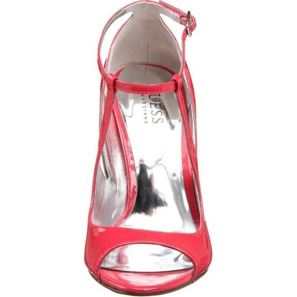 Guess Naga Hot Pink Patent Leather Strappy Stiletto Heels with Box Barbiecore 6 - Picture 9 of 13